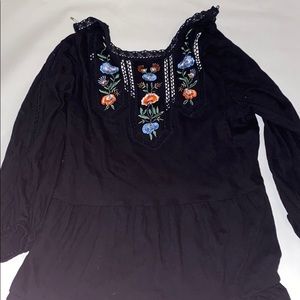 Top Shop, Laced flowered black fit and flare dress